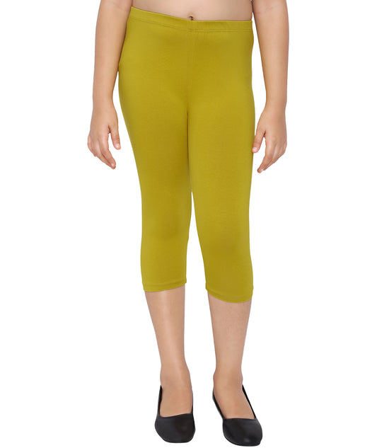 Robinbosky Premium Girls Capri Cotton Leggings in Lipstick Red