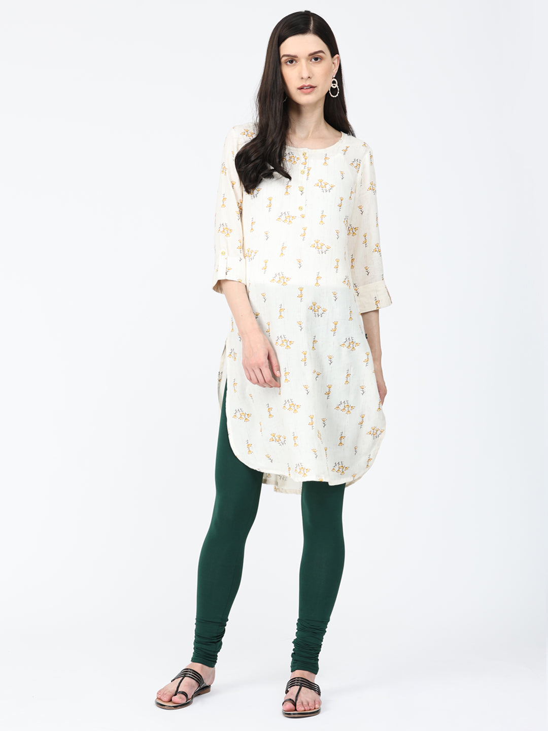 Robinbosky Premium Women Churidar Cotton Leggings in Bottle Green