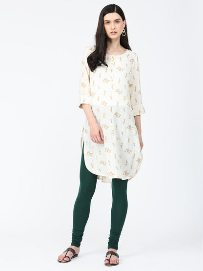Robinbosky Premium Women Churidar Cotton Leggings in Bottle Green