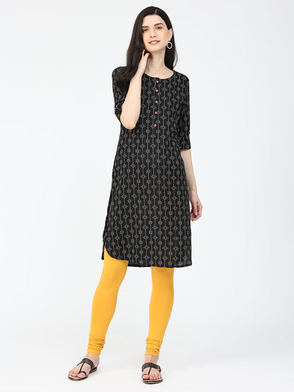 Robinbosky Premium Women Churidar Cotton Leggings in Sun Yellow