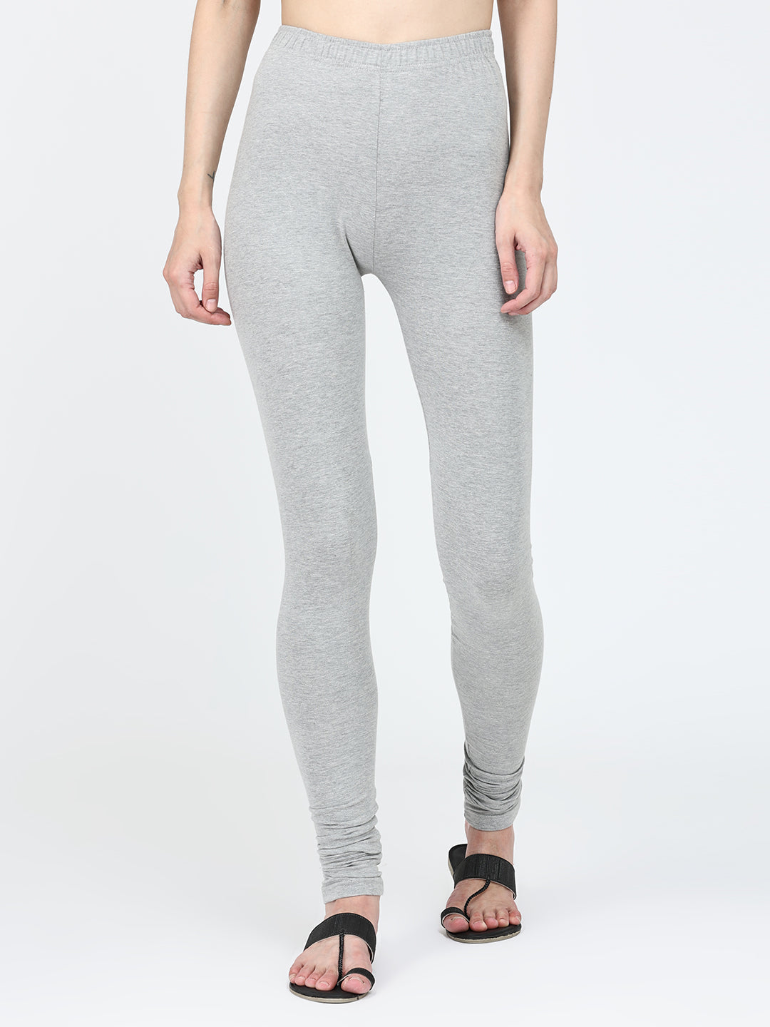 Robinbosky Premium Women Churidar Cotton Leggings in Grey Mel