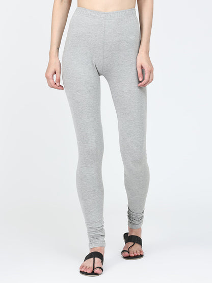 Robinbosky Premium Women Churidar Cotton Leggings in Grey Mel