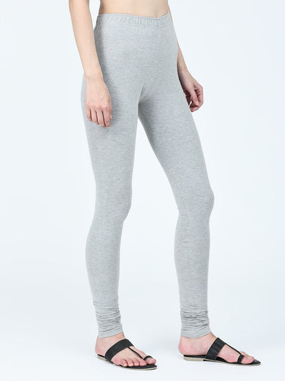 Robinbosky Premium Women Churidar Cotton Leggings in Grey Mel
