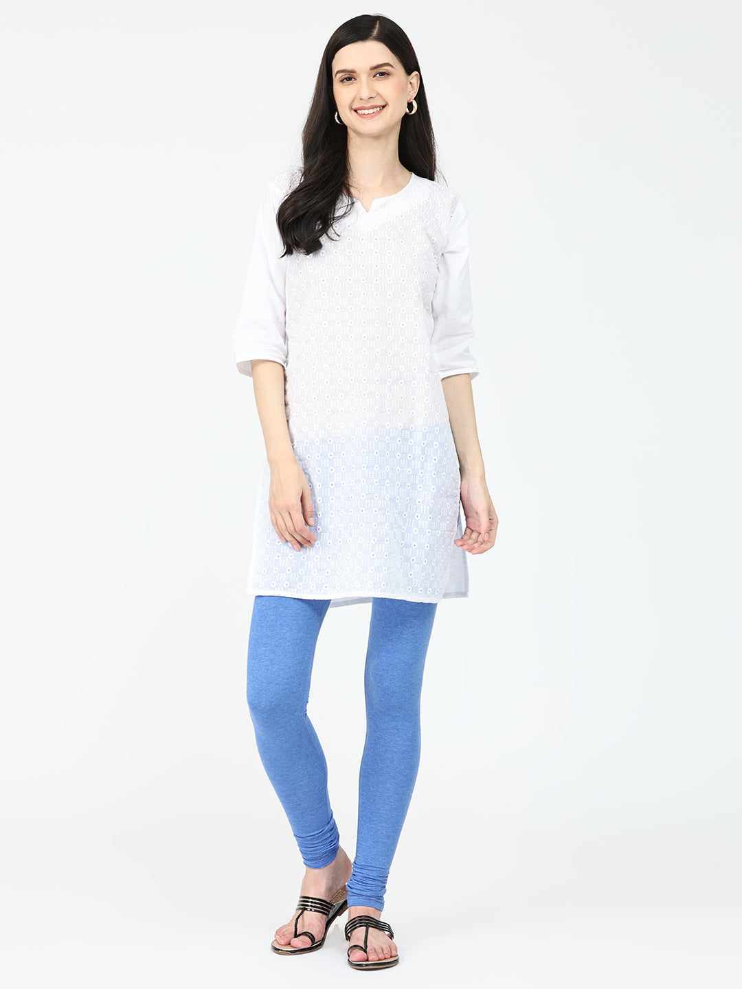 Robinbosky Premium Women Churidar Cotton Leggings in Denim Mel